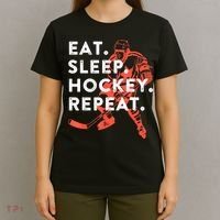 Eat Sleep Hockey Repeat Gift T-Shirt thumb 4