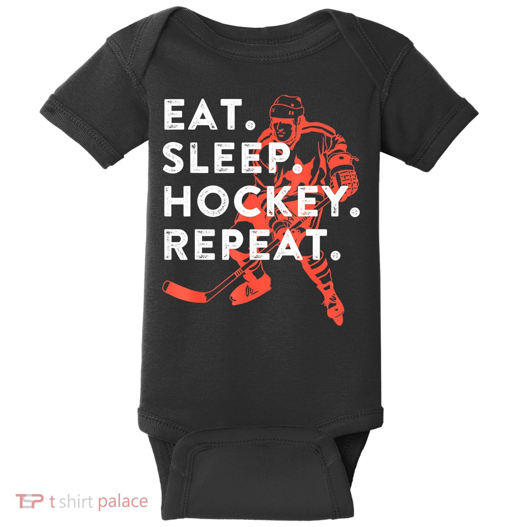 Eat Sleep Hockey Repeat Gift Baby Bodysuit