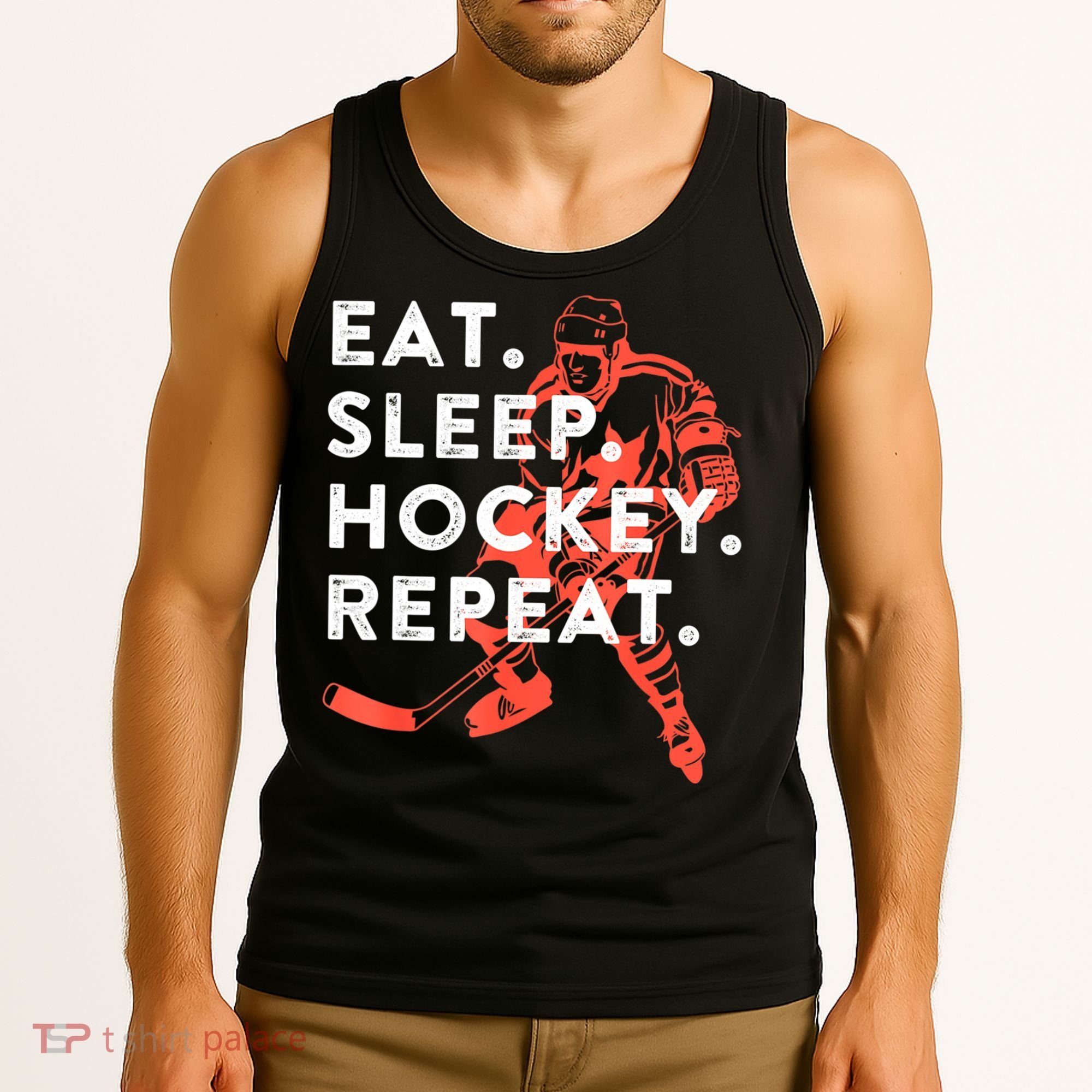 Eat Sleep Hockey Repeat Gift Tank Top