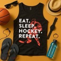 Eat Sleep Hockey Repeat Gift Tank Top thumb 4