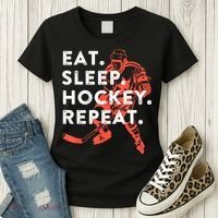 Eat Sleep Hockey Repeat Gift Women's T-Shirt thumb 3