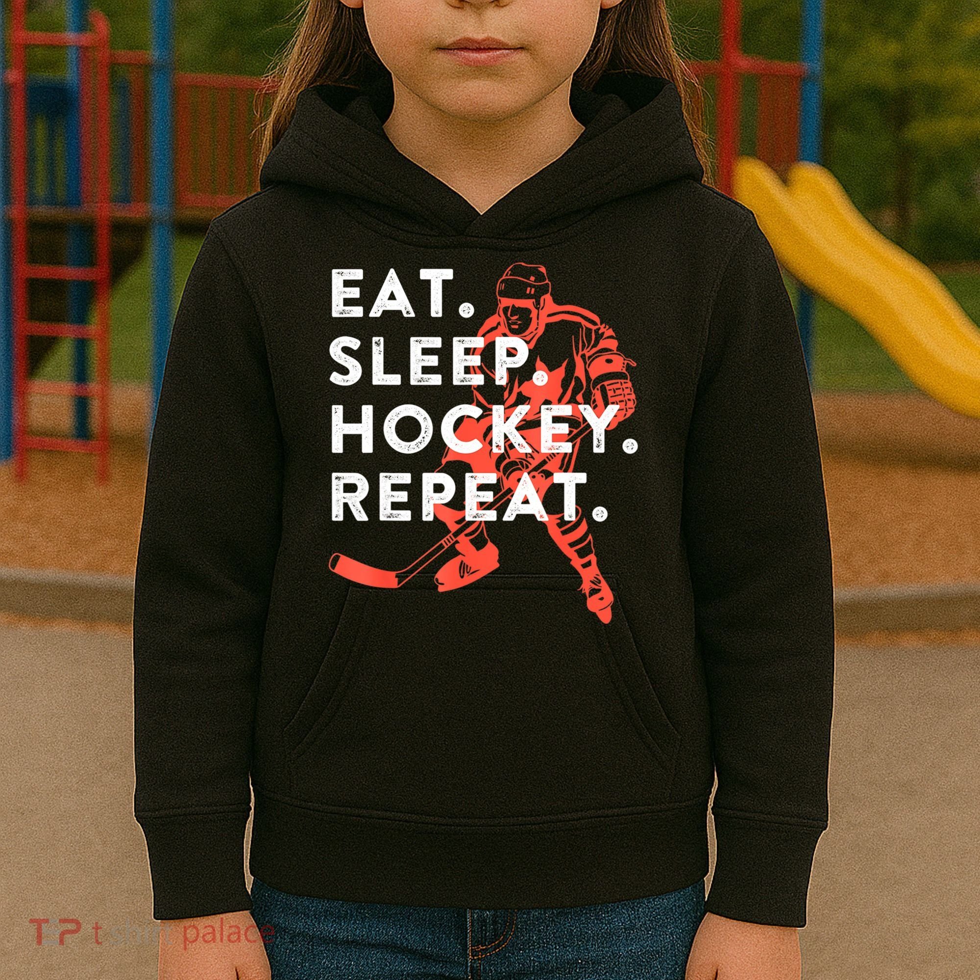 Eat Sleep Hockey Repeat Gift Kids Hoodie