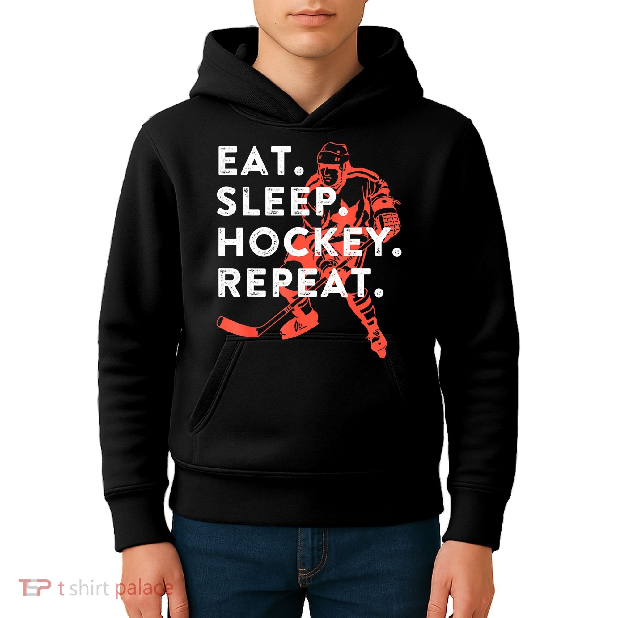 Eat Sleep Hockey Repeat Gift Kids Hoodie