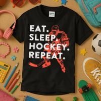 Eat Sleep Hockey Repeat Gift Kids T-Shirt thumb 3