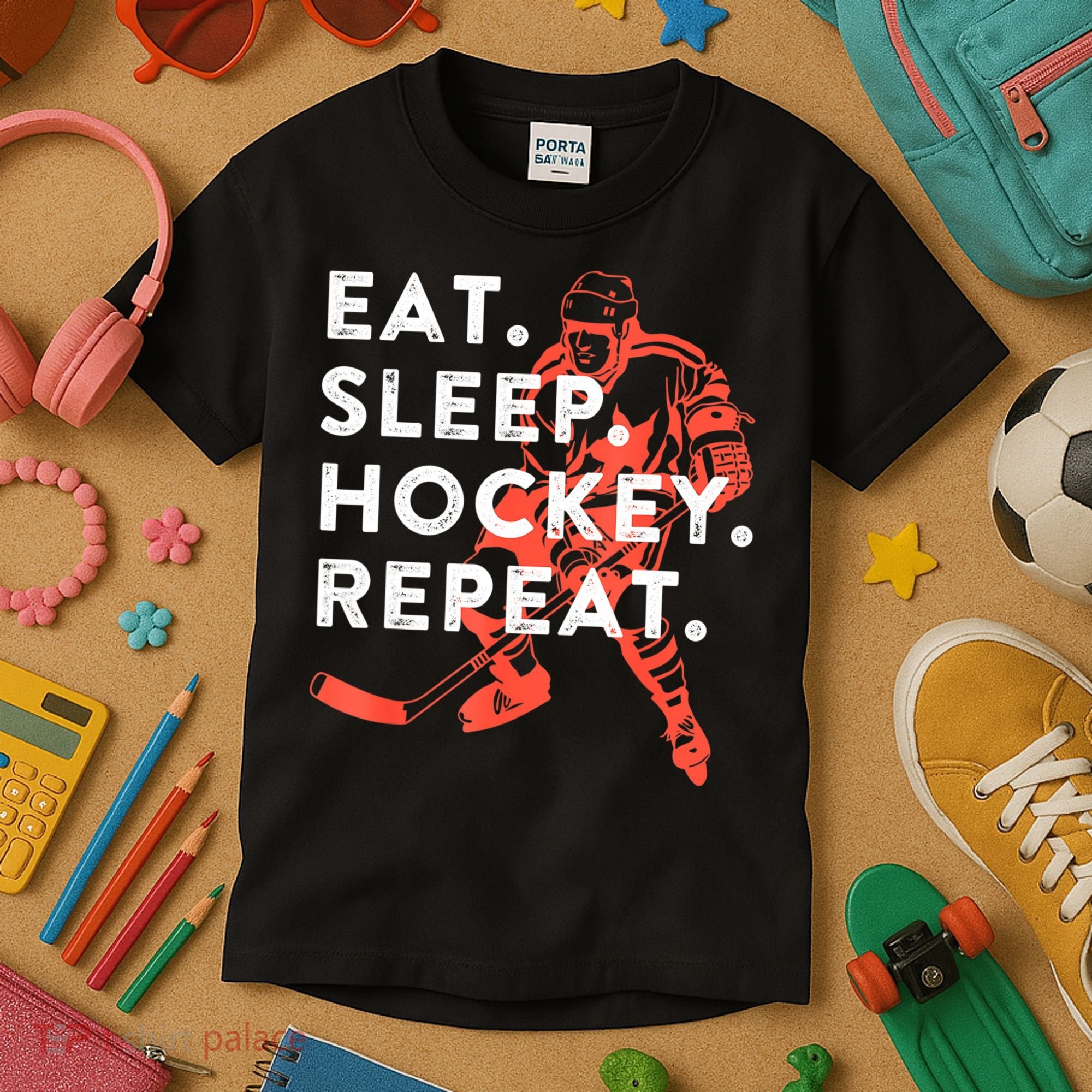 Eat Sleep Hockey Repeat Gift Kids T-Shirt
