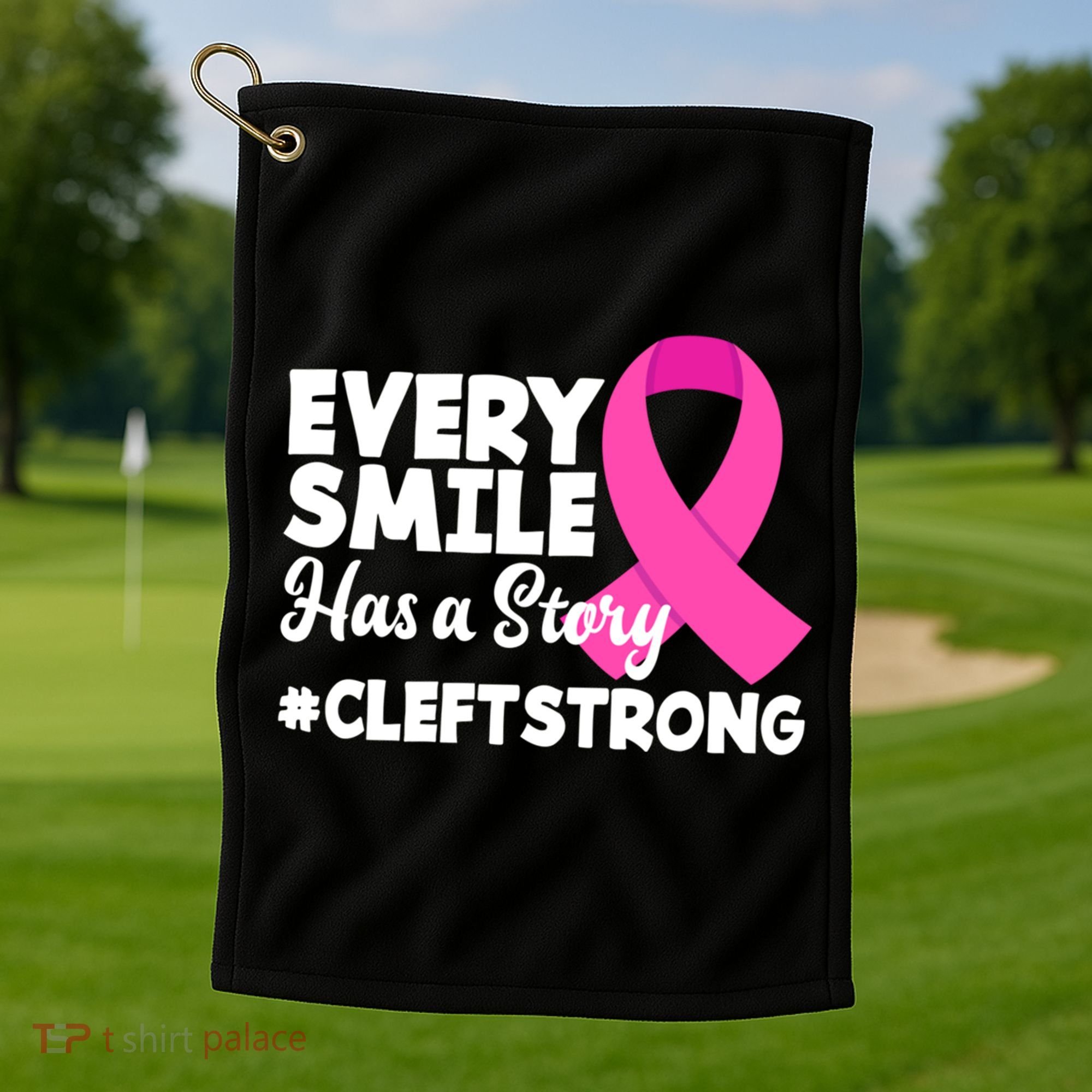 Every Smile Has A Story Cleft Lip And Palate Awareness Great Gift Golf Towel
