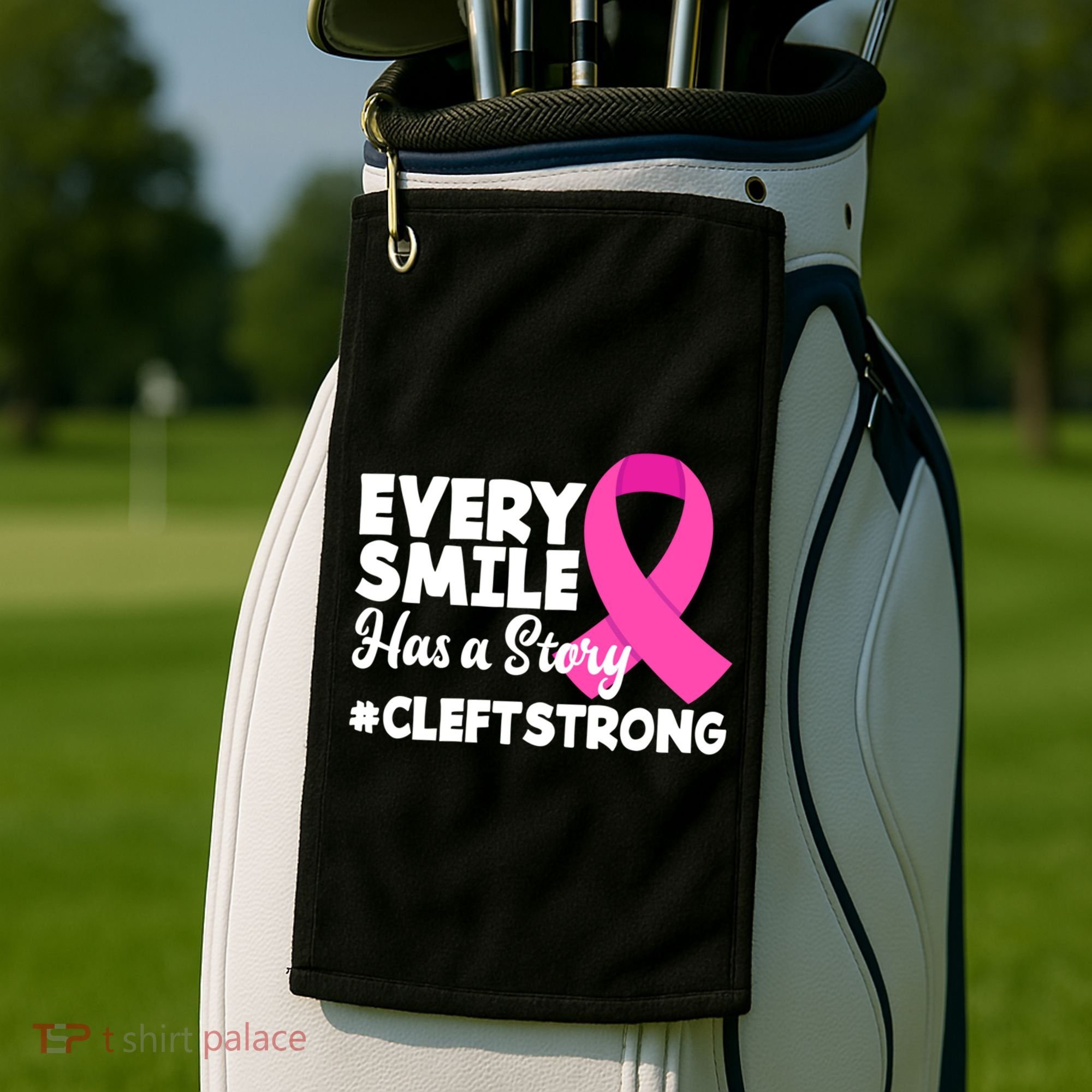 Every Smile Has A Story Cleft Lip And Palate Awareness Great Gift Golf Towel