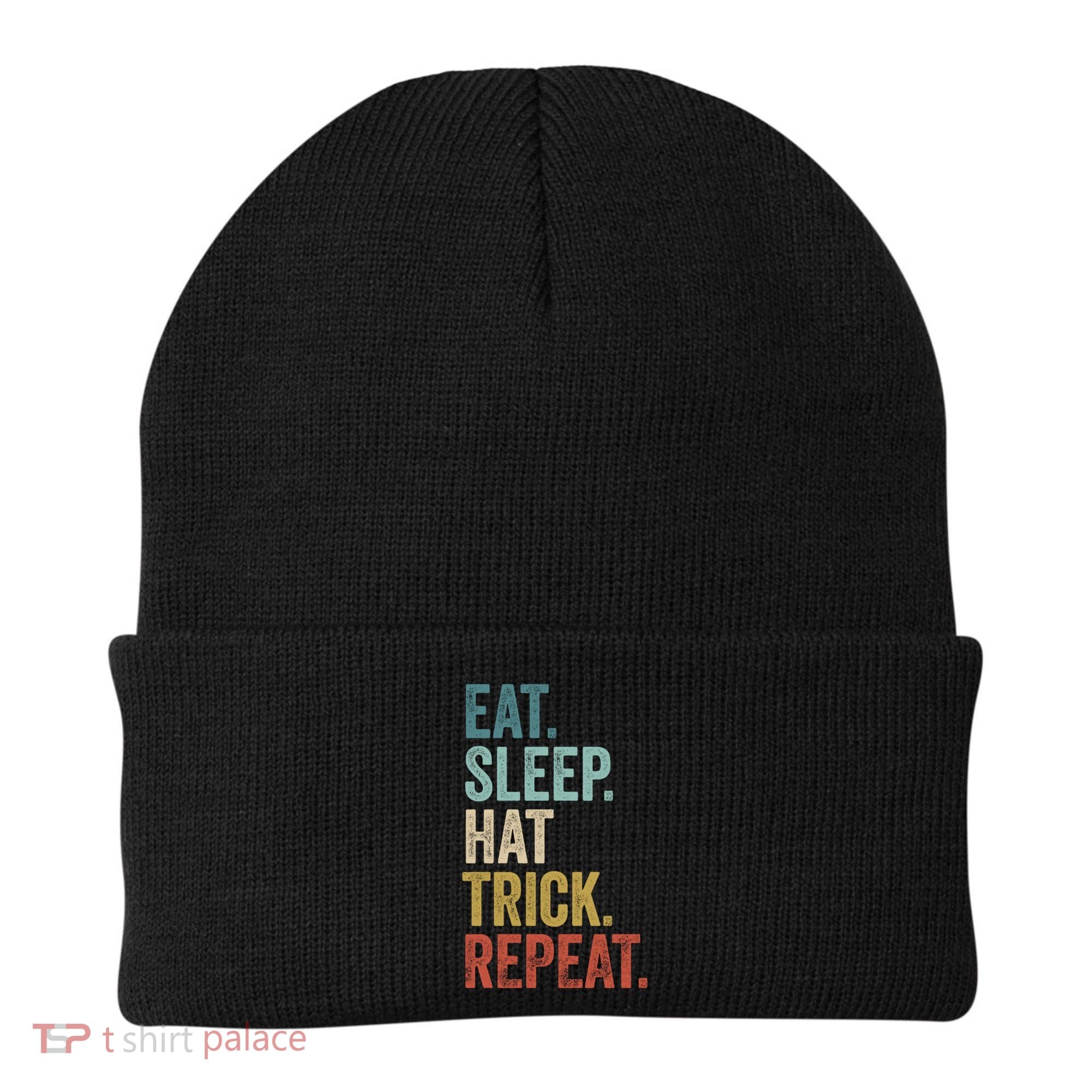 Eat Sleep Hat Trick Repeat Soccer Ice Hockey Gift Beanie