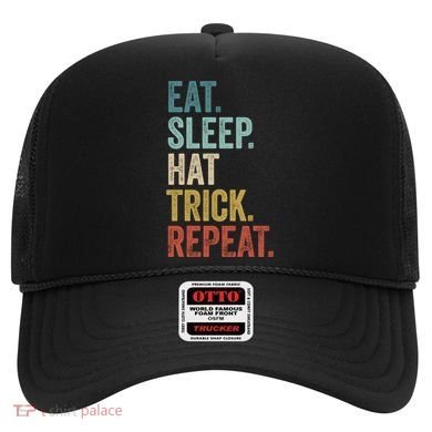 Eat Sleep Hat Trick Repeat Soccer Ice Hockey Gift Hat