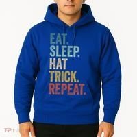 Eat Sleep Hat Trick Repeat Soccer Ice Hockey Gift Hoodie thumb 2
