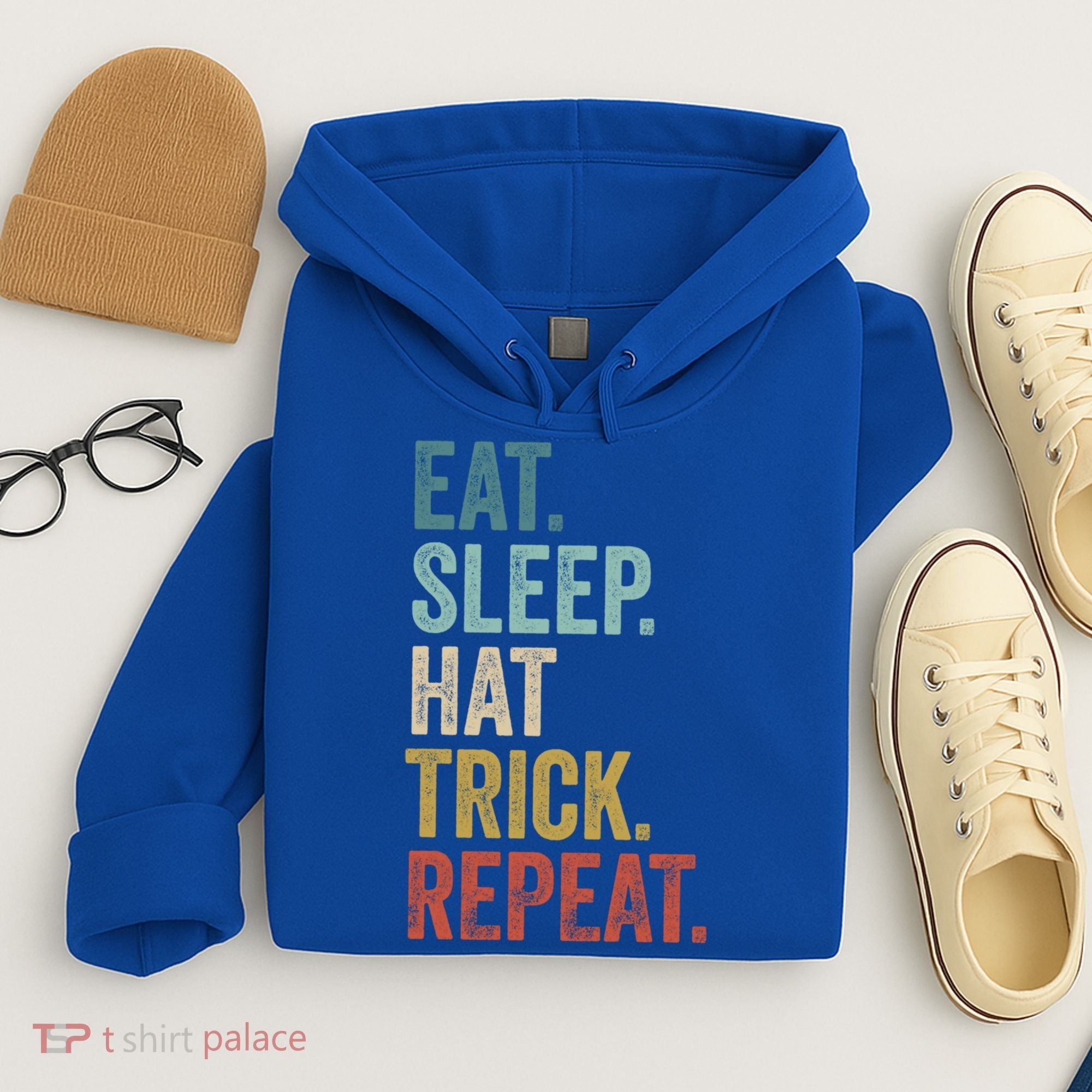 Eat Sleep Hat Trick Repeat Soccer Ice Hockey Gift Hoodie