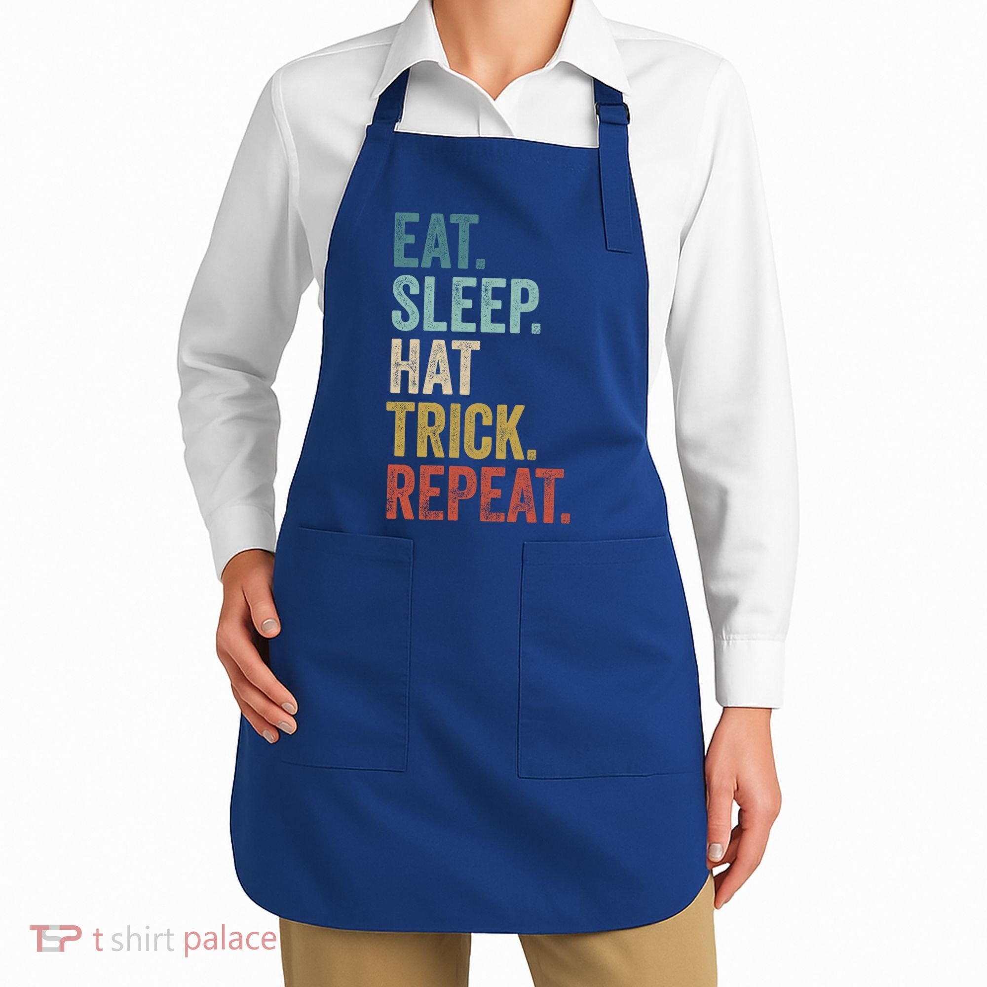 Eat Sleep Hat Trick Repeat Soccer Ice Hockey Gift Apron