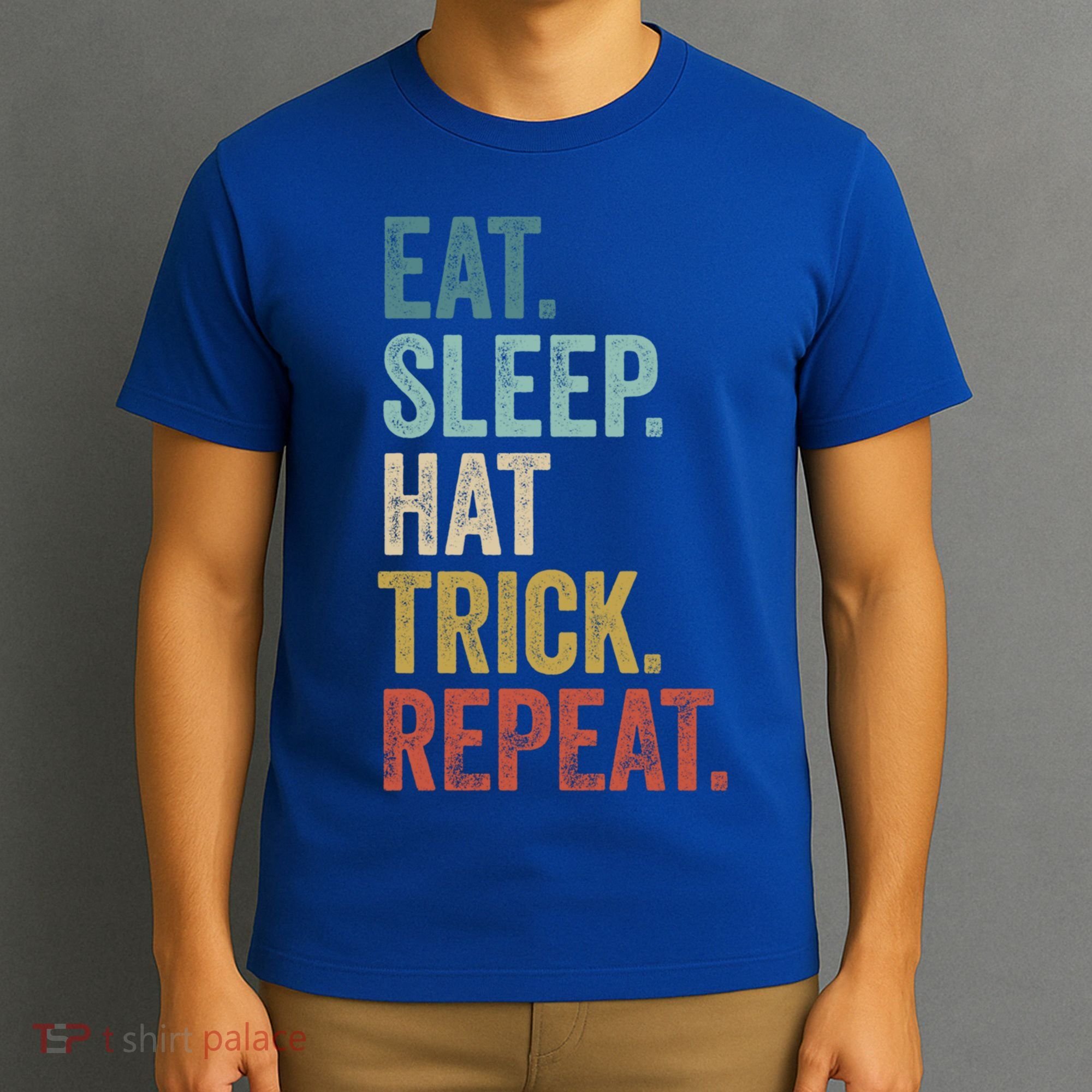 Eat Sleep Hat Trick Repeat Soccer Ice Hockey Gift T-Shirt