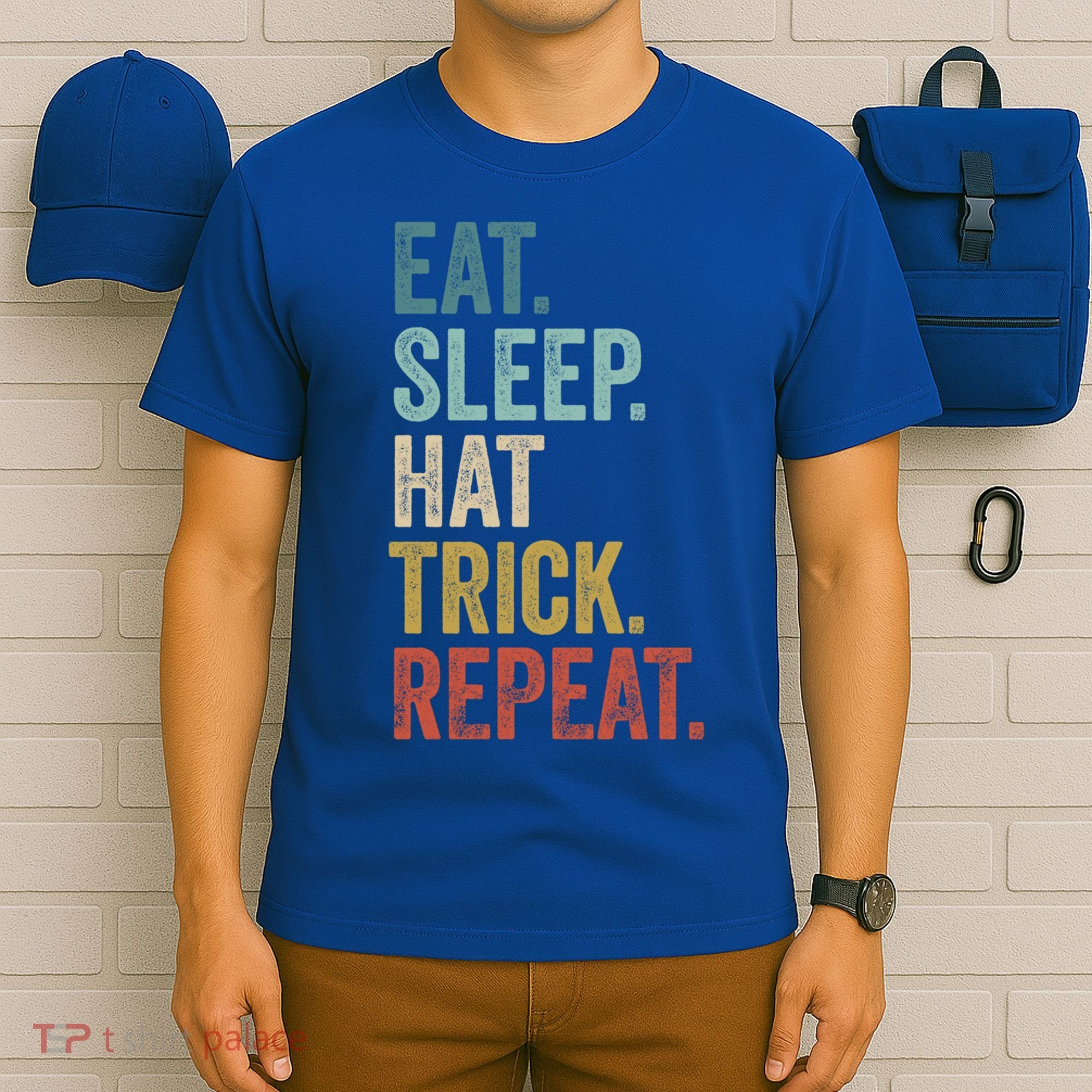 Eat Sleep Hat Trick Repeat Soccer Ice Hockey Gift T-Shirt