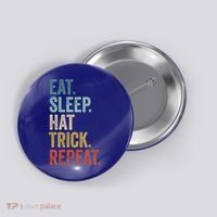 Eat Sleep Hat Trick Repeat Soccer Ice Hockey Gift Button thumb 0