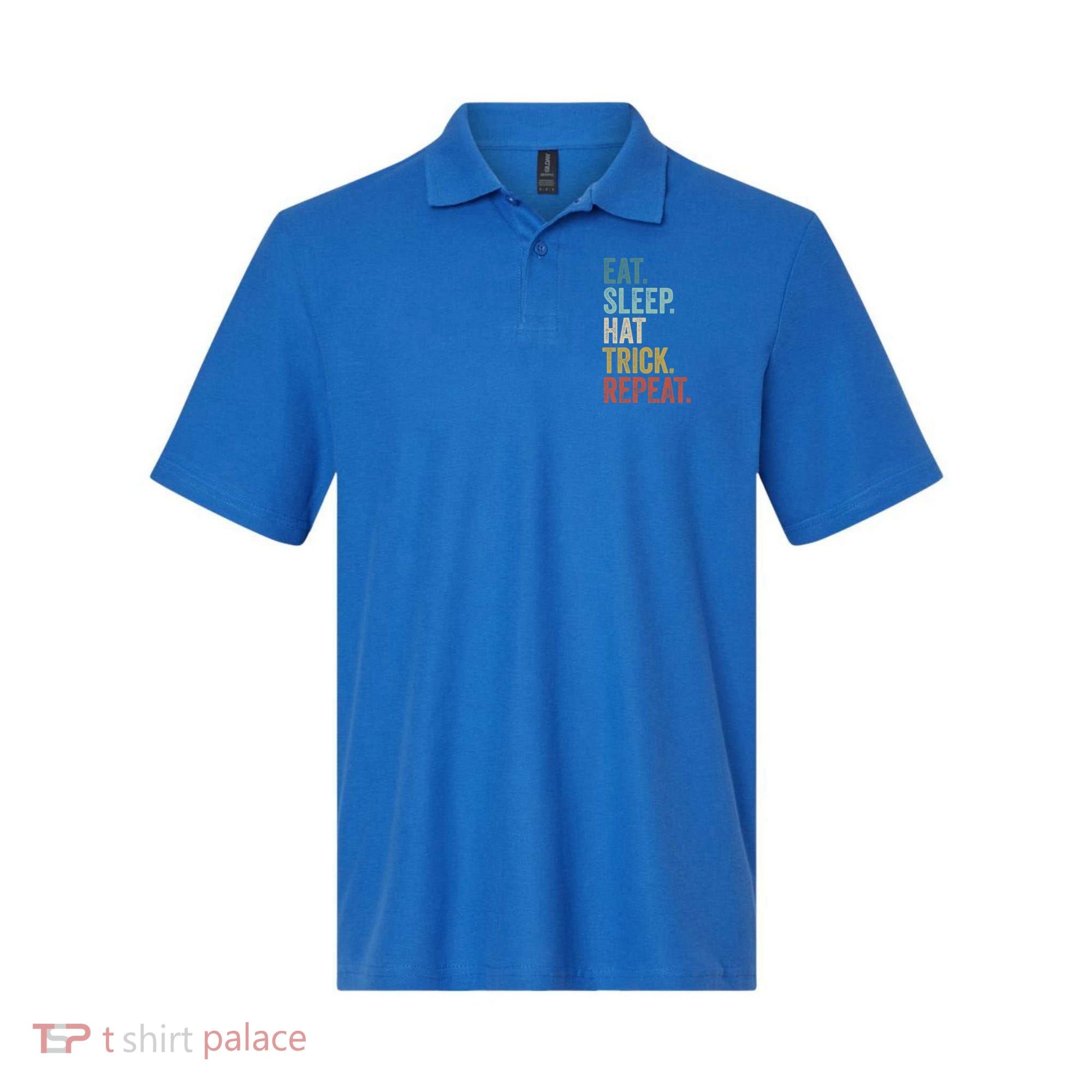 Eat Sleep Hat Trick Repeat Soccer Ice Hockey Gift Polo
