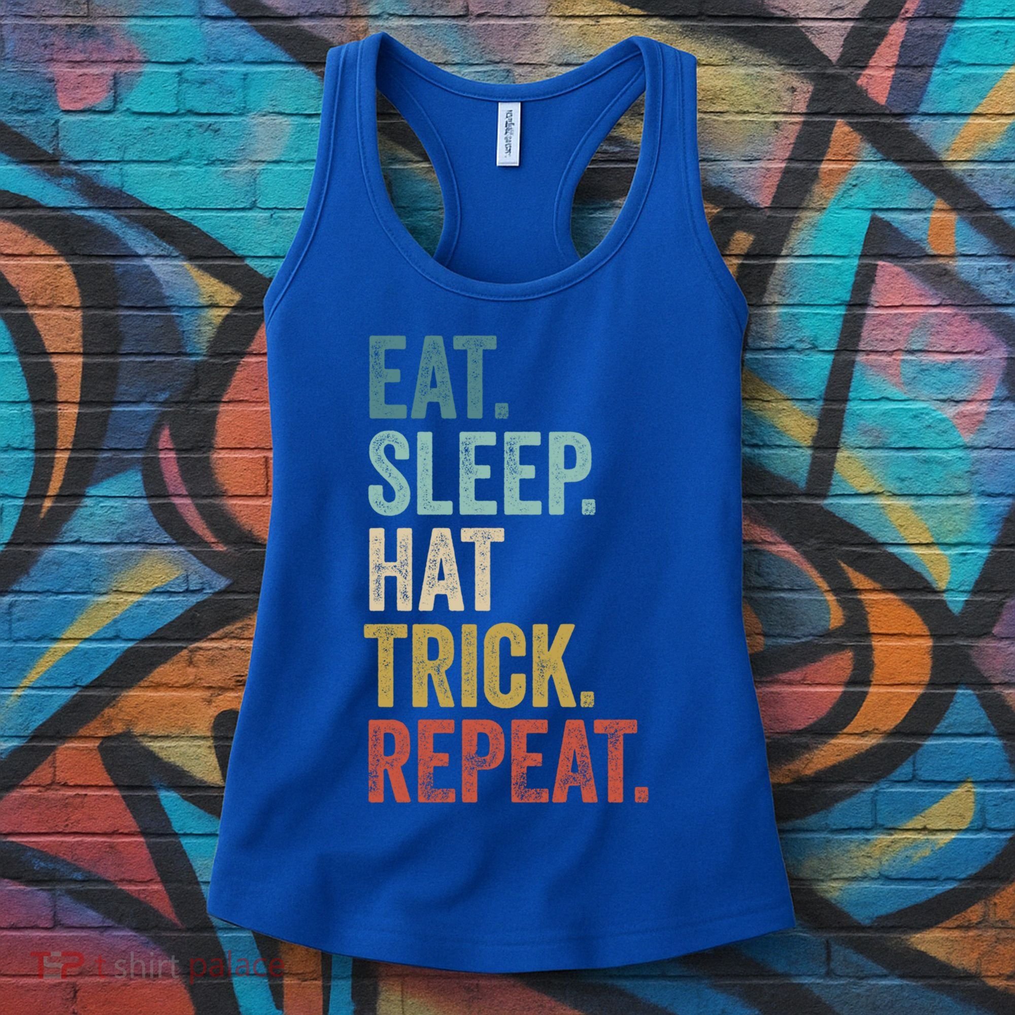 Eat Sleep Hat Trick Repeat Soccer Ice Hockey Gift Women's Tank Top