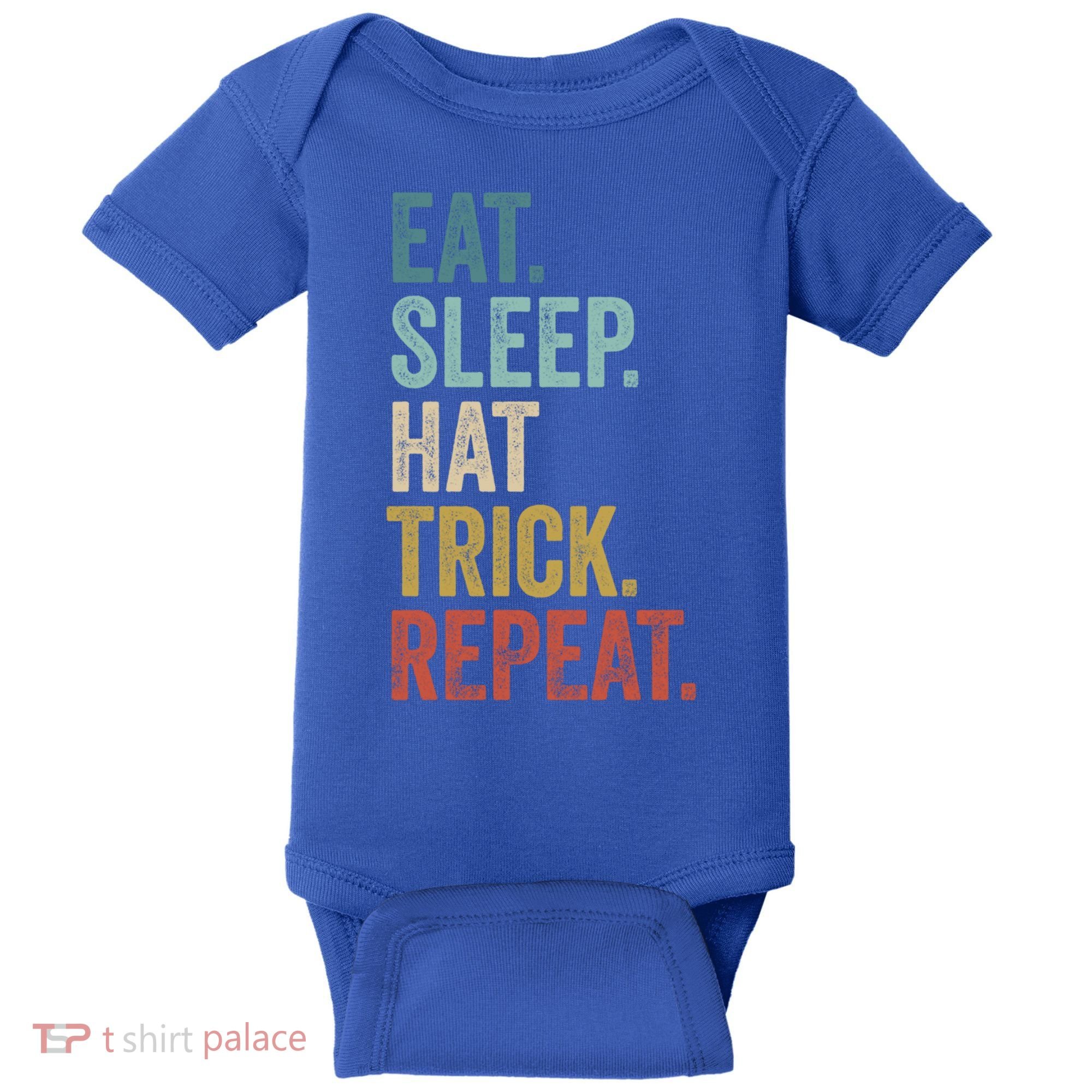 Eat Sleep Hat Trick Repeat Soccer Ice Hockey Gift Baby Bodysuit