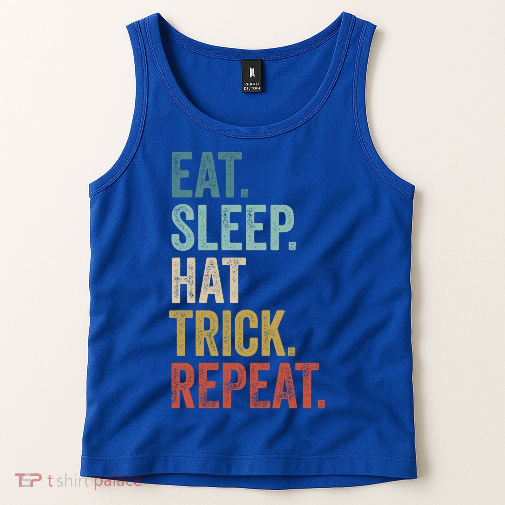 Eat Sleep Hat Trick Repeat Soccer Ice Hockey Gift Tank Top