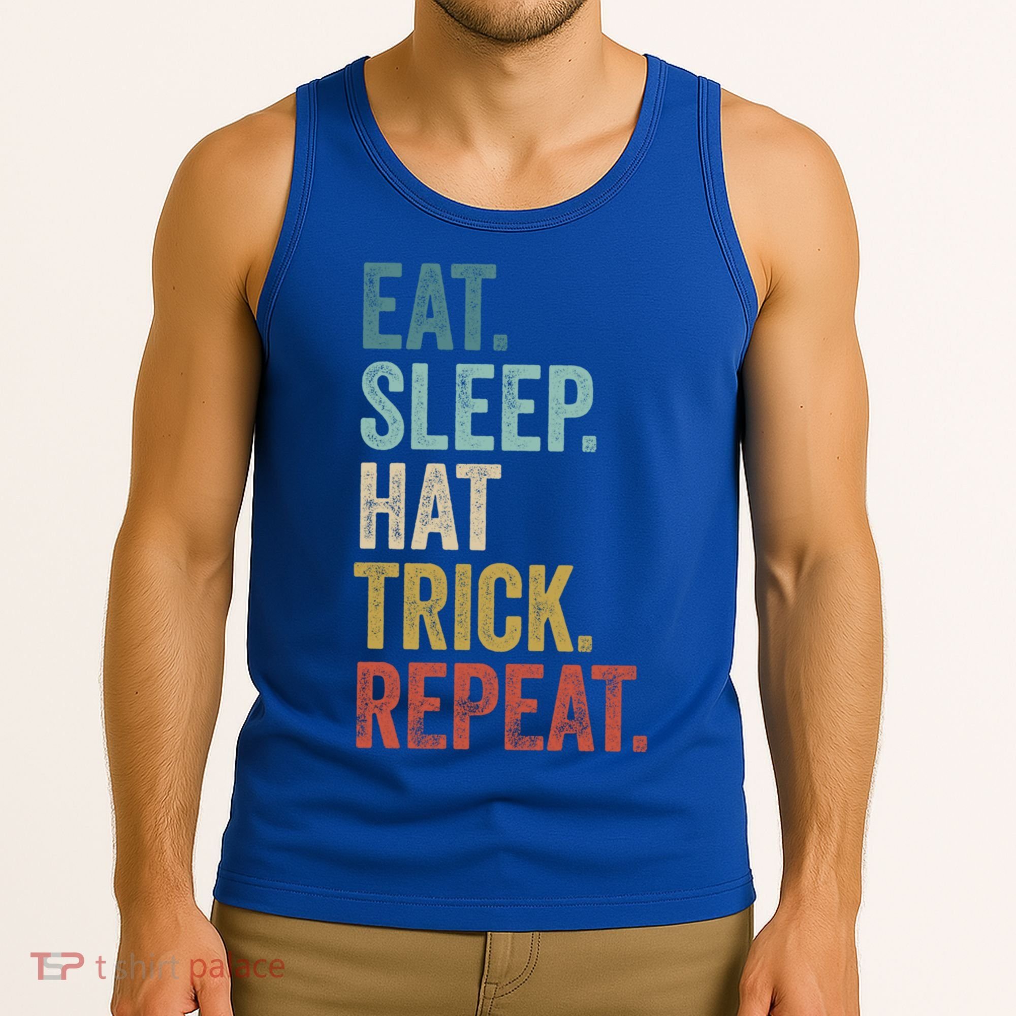 Eat Sleep Hat Trick Repeat Soccer Ice Hockey Gift Tank Top