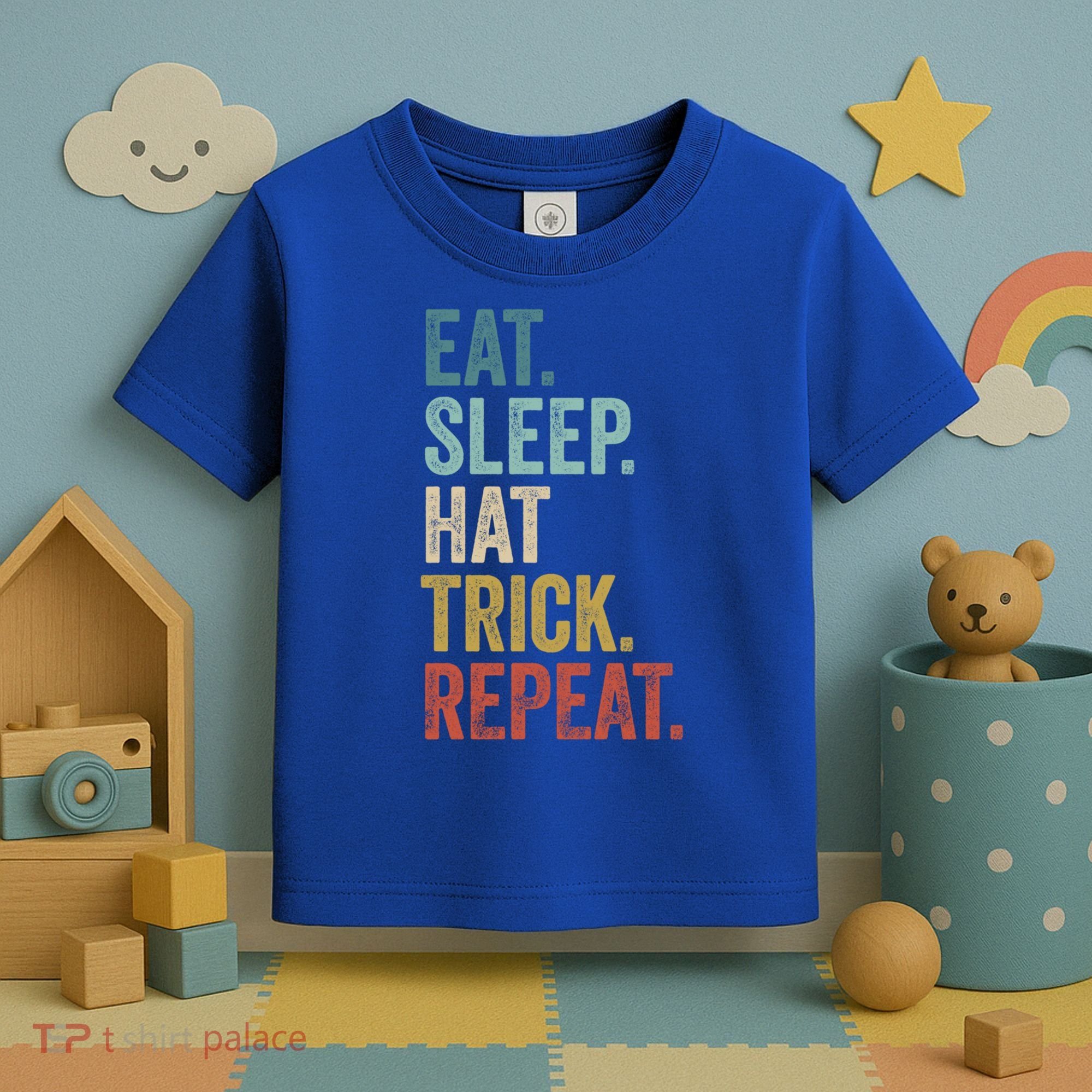 Eat Sleep Hat Trick Repeat Soccer Ice Hockey Gift Toddler T-Shirt