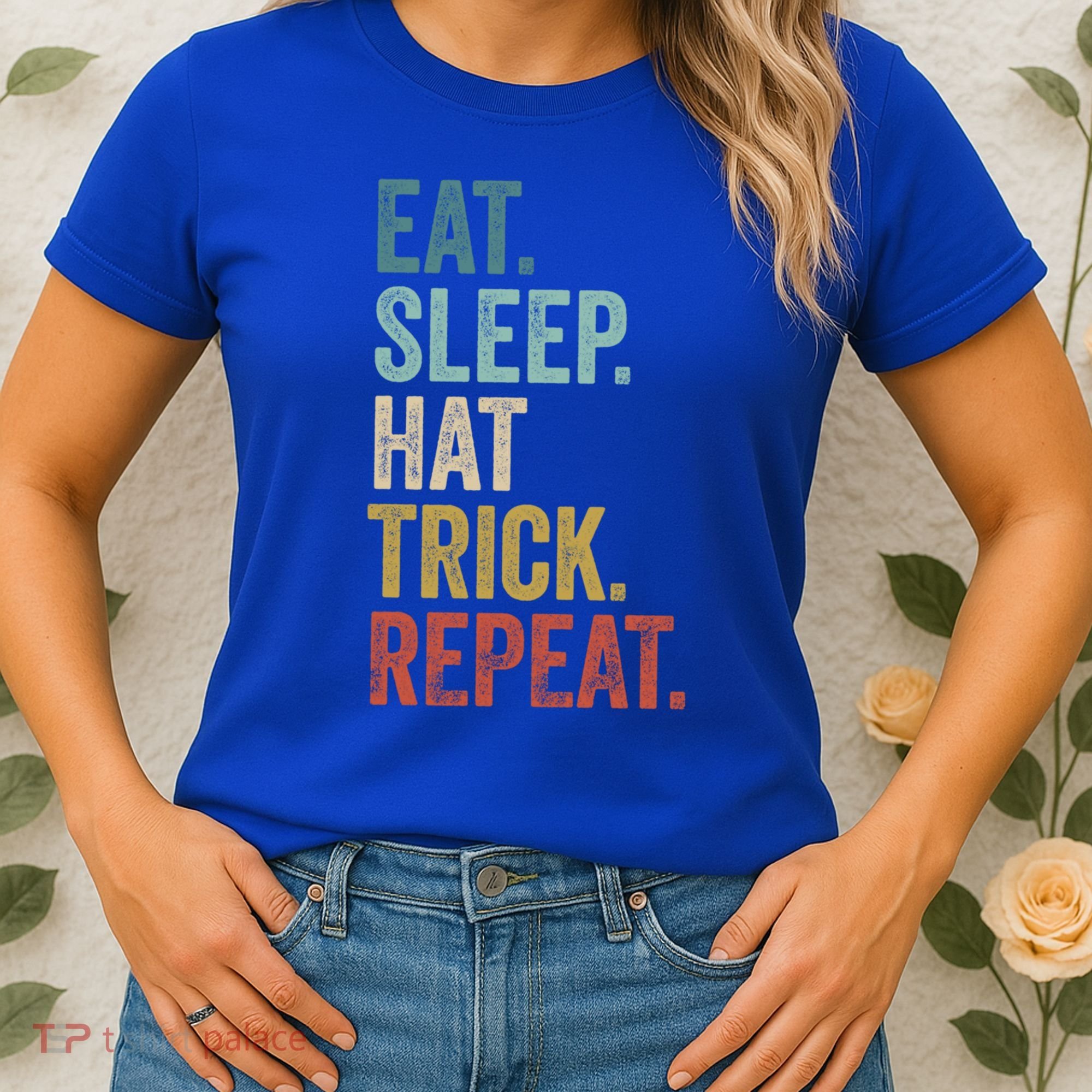 Eat Sleep Hat Trick Repeat Soccer Ice Hockey Gift Women's T-Shirt
