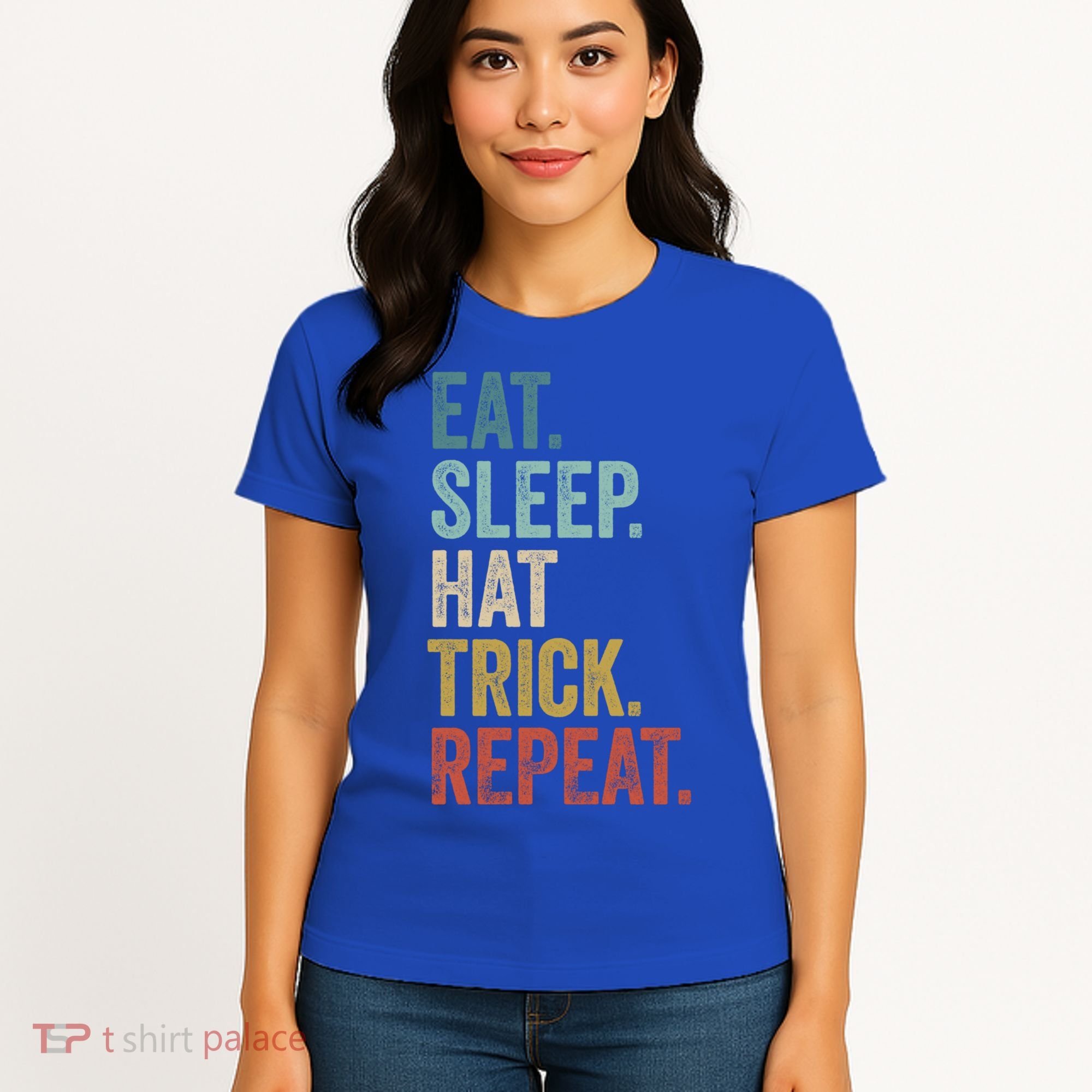 Eat Sleep Hat Trick Repeat Soccer Ice Hockey Gift Women's T-Shirt