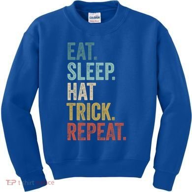 Eat Sleep Hat Trick Repeat Soccer Ice Hockey Gift Kids Sweatshirt