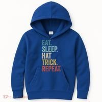 Eat Sleep Hat Trick Repeat Soccer Ice Hockey Gift Kids Hoodie thumb 0