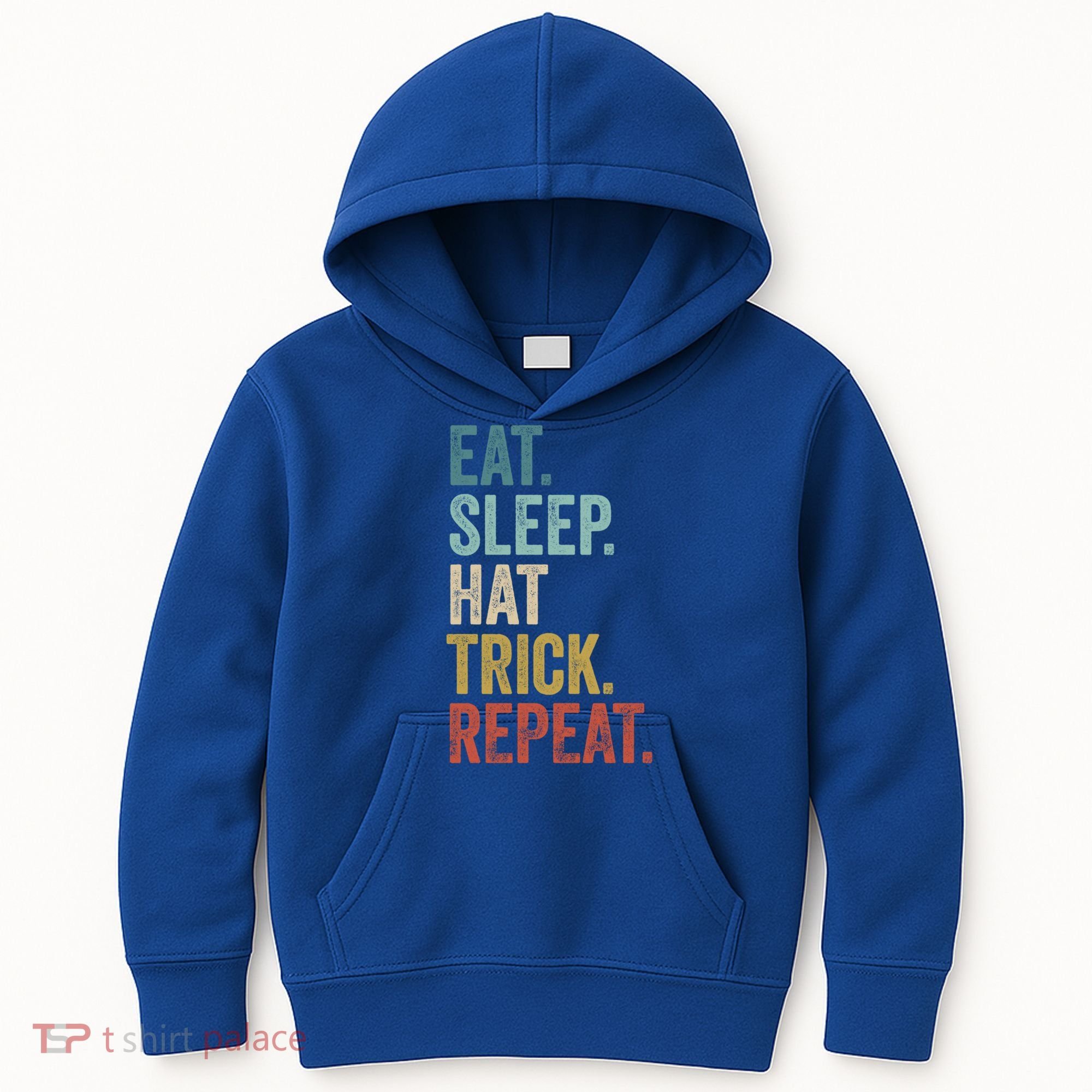 Eat Sleep Hat Trick Repeat Soccer Ice Hockey Gift Kids Hoodie