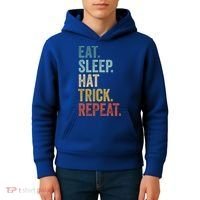 Eat Sleep Hat Trick Repeat Soccer Ice Hockey Gift Kids Hoodie thumb 4