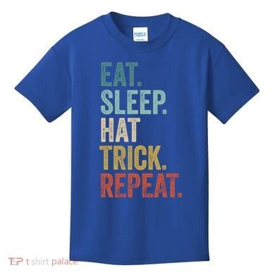 Eat Sleep Hat Trick Repeat Soccer Ice Hockey Gift Kids T-Shirt