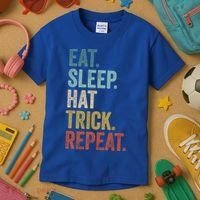 Eat Sleep Hat Trick Repeat Soccer Ice Hockey Gift Kids T-Shirt thumb 3
