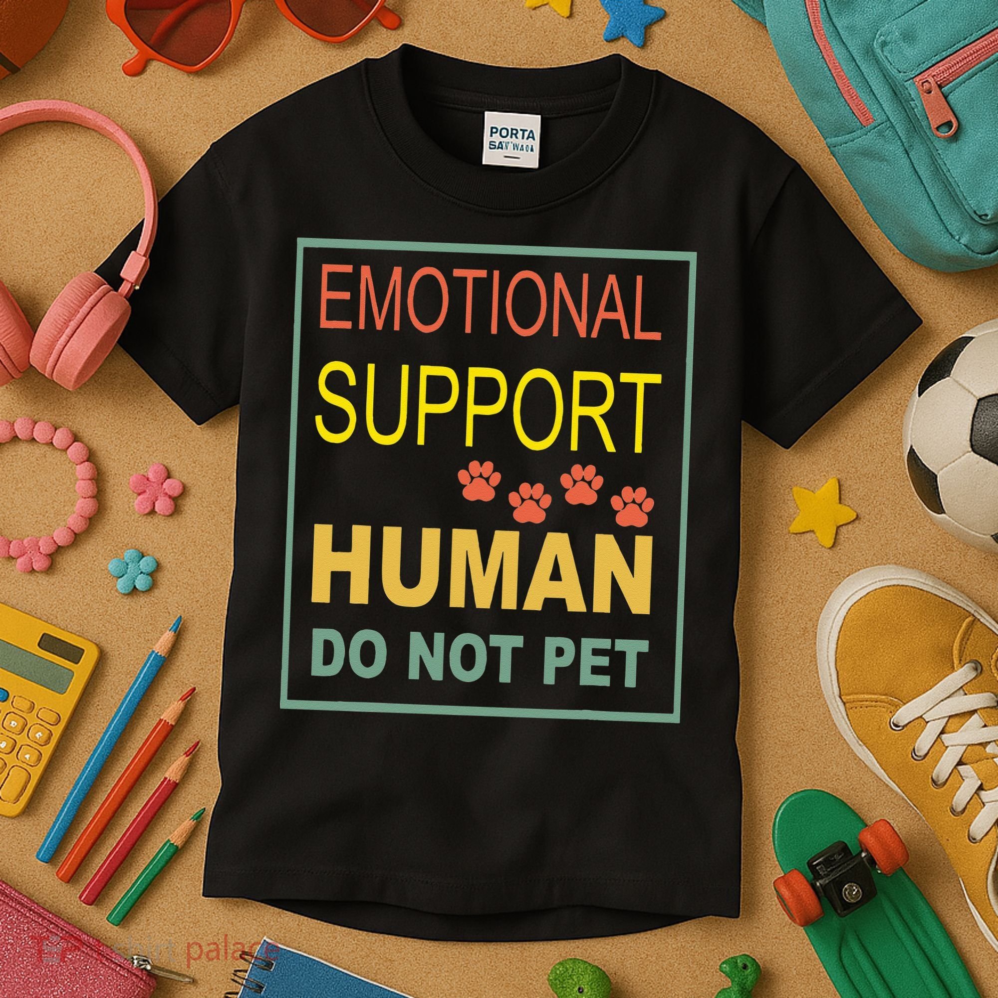 Emotional Support Human Pet Dog Owners Not Kids T-Shirt