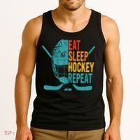 Eat Sleep Hockey Repeat Hockey Ice Hockey Tank Top thumb 3