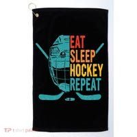 Eat Sleep Hockey Repeat Hockey Ice Hockey Golf Towel thumb 0