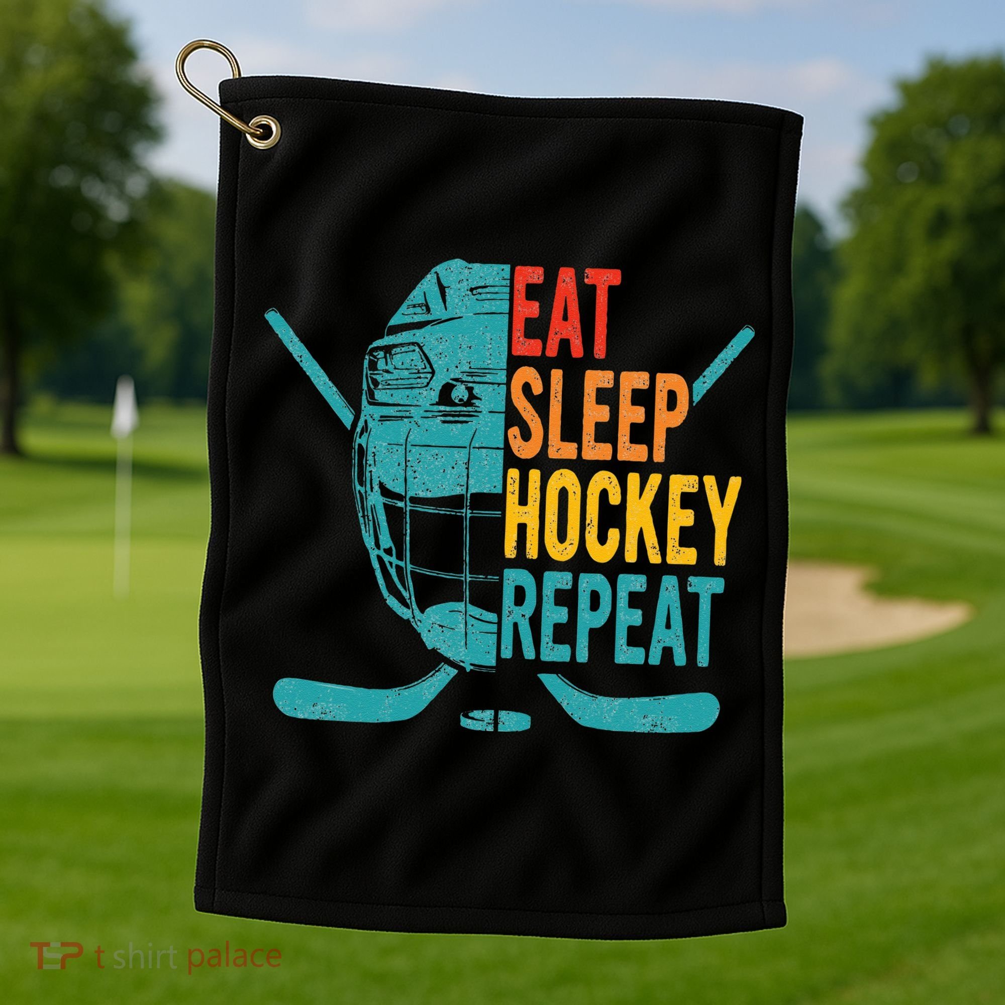 Eat Sleep Hockey Repeat Hockey Ice Hockey Golf Towel