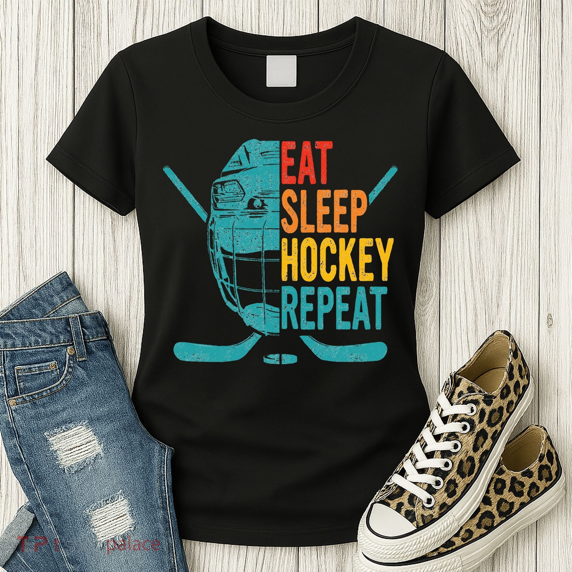 Eat Sleep Hockey Repeat Hockey Ice Hockey Women's T-Shirt