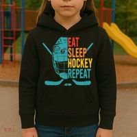 Eat Sleep Hockey Repeat Hockey Ice Hockey Kids Hoodie thumb 3