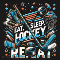 Eat Sleep Hockey Repeat Ice Hockey Funny Gift Funny Graphic Cute Gift Women's Hoodie thumb 2