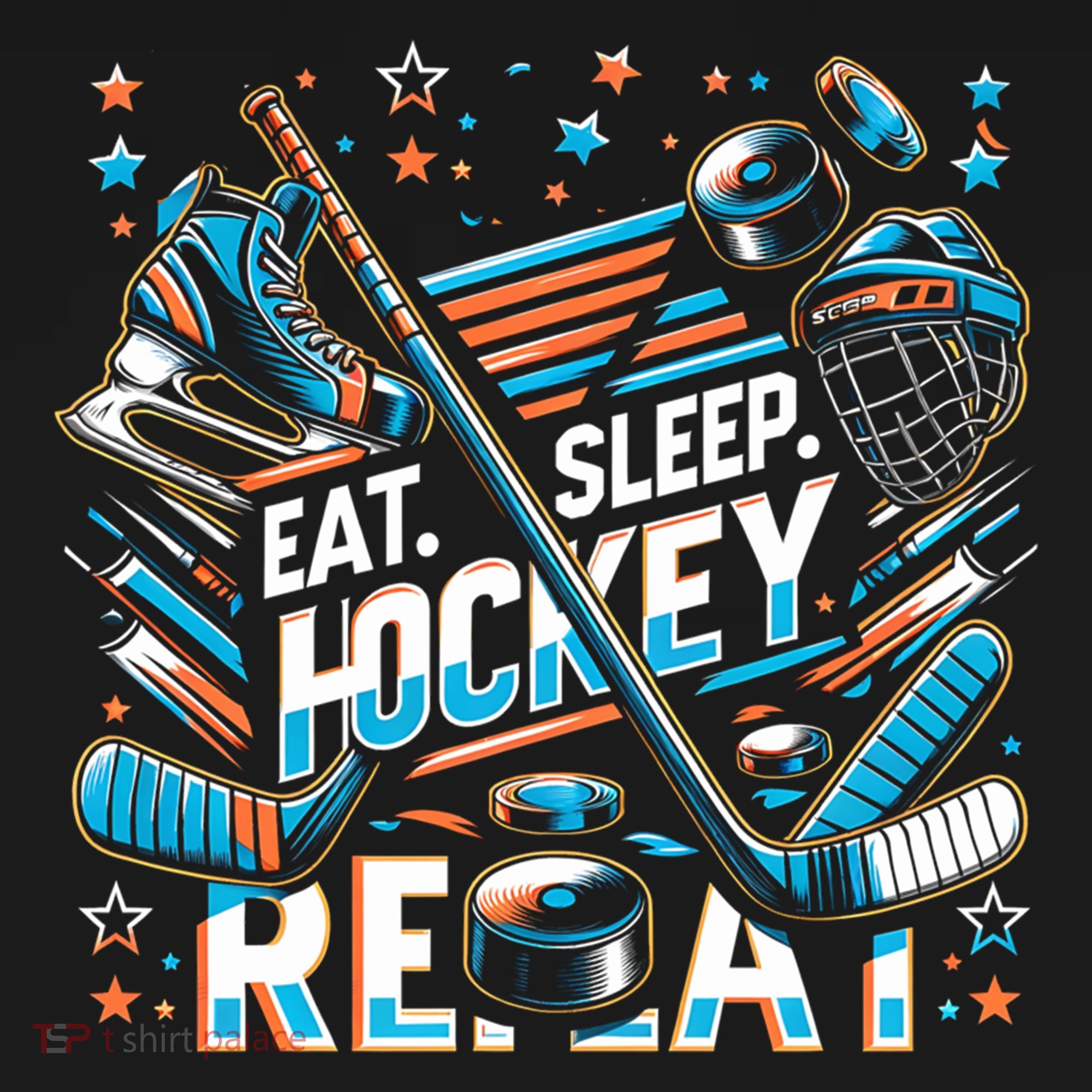 Eat Sleep Hockey Repeat Ice Hockey Funny Gift Funny Graphic Cute Gift Women's Hoodie