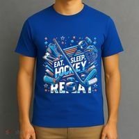 Eat Sleep Hockey Repeat Ice Hockey Funny Gift Funny Graphic Cute Gift T-Shirt thumb 3