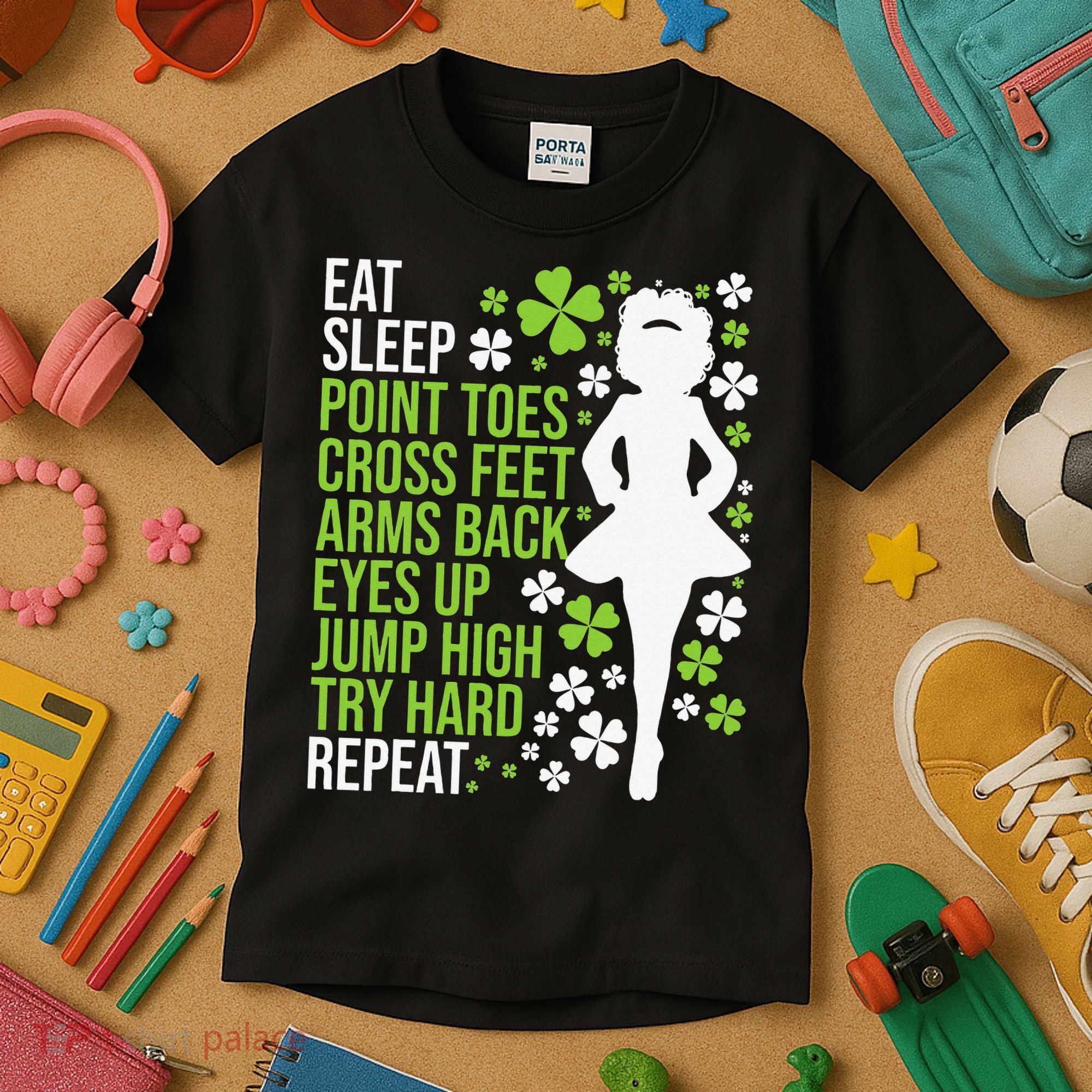 Eat Sleep Irish Dance Irish Dancer Ceili Reel Dance Feis Kids T-Shirt