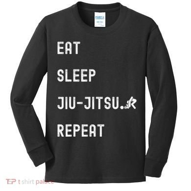 Eat Sleep Jiujitsu Repeat Kids Long Sleeve Shirt