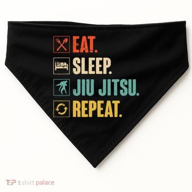 Eat Sleep Jiujitsu Repeat Funny Jiujitsu Martial Art Combat USA-Made Doggie Bandana