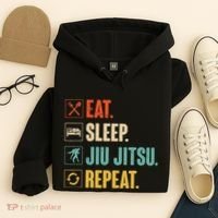 Eat Sleep Jiujitsu Repeat Funny Jiujitsu Martial Art Combat Hoodie thumb 4