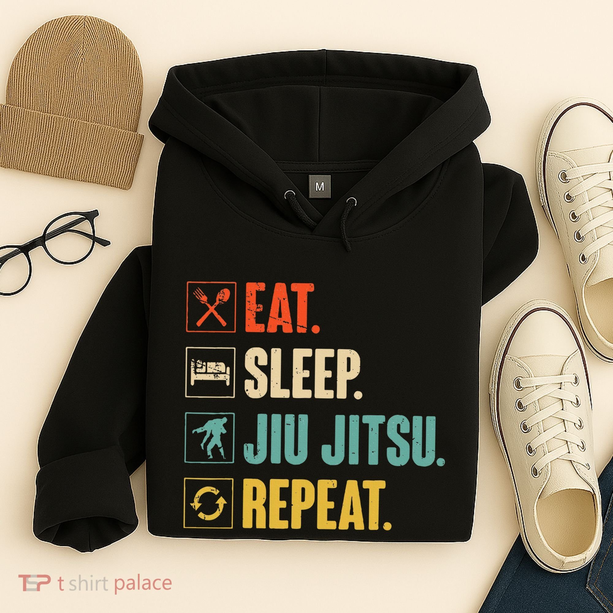 Eat Sleep Jiujitsu Repeat Funny Jiujitsu Martial Art Combat Hoodie