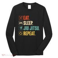 Eat Sleep Jiujitsu Repeat Funny Jiujitsu Martial Art Combat Long Sleeve Shirt thumb 0