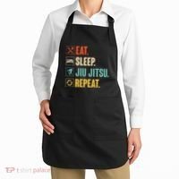 Eat Sleep Jiujitsu Repeat Funny Jiujitsu Martial Art Combat Apron thumb 2