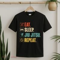 Eat Sleep Jiujitsu Repeat Funny Jiujitsu Martial Art Combat T-Shirt thumb 2